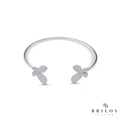 Srebrna narukvica Butterfly Duet sa bijelim cirkonima