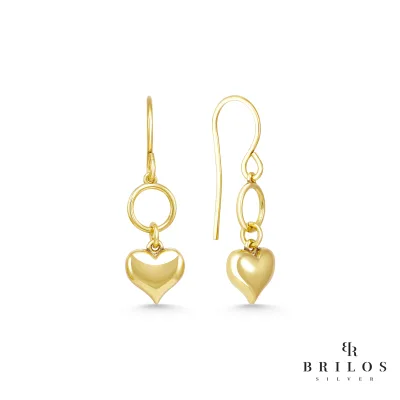 Srebrne naušnice Sleeky Heart s 18 kt pozlatom