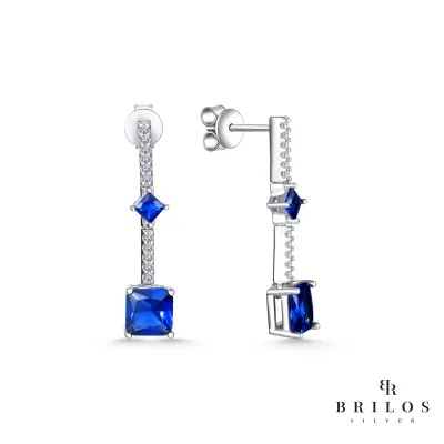 Srebrne naušnice Cubic Gems s plavim cirkonima