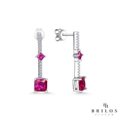 Srebrne naušnice Cubic Gems s rozim cirkonima