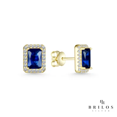 Srebrne naušnice Regal Gemstone sa plavim cirkonom i 18 kt pozlatom