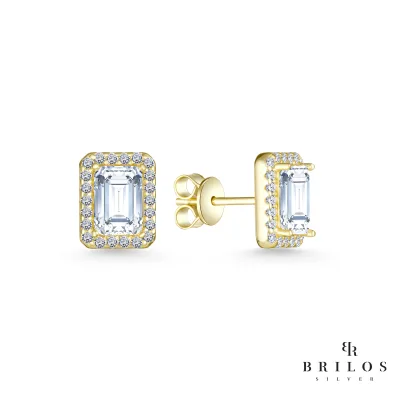 Srebrne naušnice Regal Gemstone sa bijelim cirkonom i 18 kt pozlatom