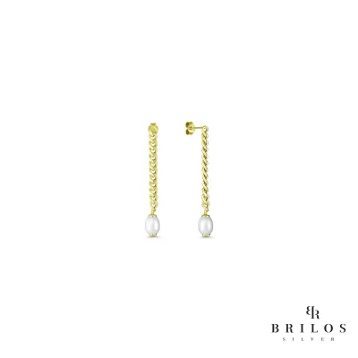 Srebrne naušnice Elegant Pearl s 18 kt pozlatom