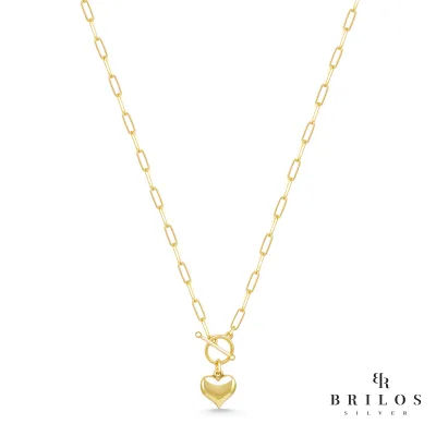 Srebrna ogrlica Sleeky Heart s 18 kt pozlatom