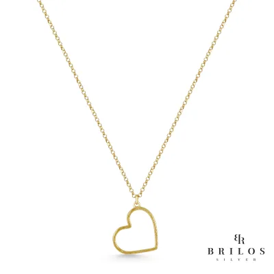 Srebrna ogrlica Pure Heart s 18 kt pozlatom