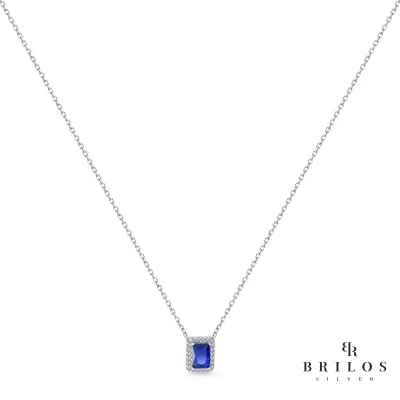 Srebrna ogrlica Regal Gemstone sa plavim cirkonom