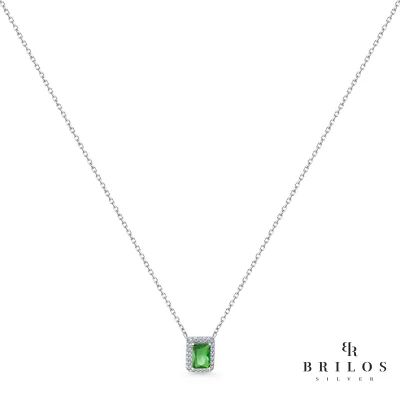 Srebrna ogrlica Regal Gemstone sa zelenim cirkonom