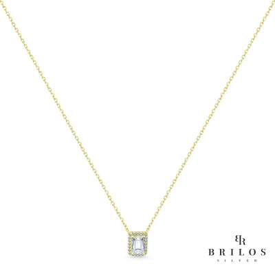 Srebrna ogrlica Regal Gemstone sa bijelim cirkonom i 18 kt pozlatom