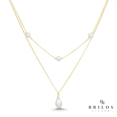 Srebrna ogrlica Glamorous Pearls