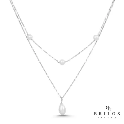 Srebrna ogrlica Glamorous Pearls s 18 kt pozlatom