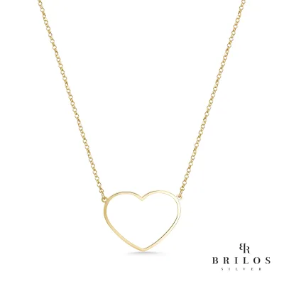 Srebrna ogrlica Big Heart s 18 kt pozlatom
