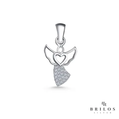 Srebrni privjesak Heartfelt Angel s bijelim cirkonima