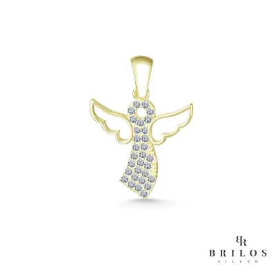 Srebrni privjesak Heavenly Angel s bijelim cirkonima i 18 kt pozlatom