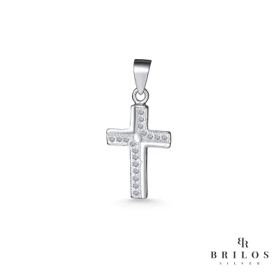Srebrni privjesak Grace Cross s bijelim cirkonima