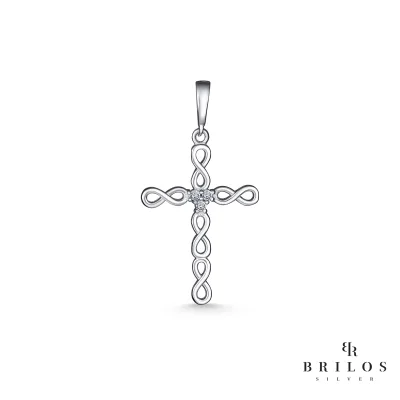 Srebrni privjesak Devotion Cross s bijelim cirkonima