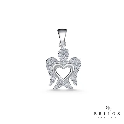 Srebrni privjesak Angelic Heart s bijelim cirkonima