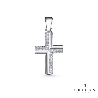 Srebrni privjesak Sparkle Cross s bijelim cirkonima