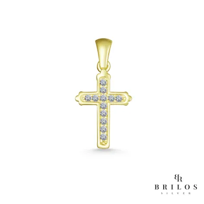 Srebrni privjesak Glimmer Cross s bijelim cirkonima i 18 kt pozlatom