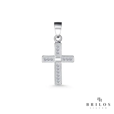 Srebrni privjesak Crystalline Cross s bijelim cirkonima