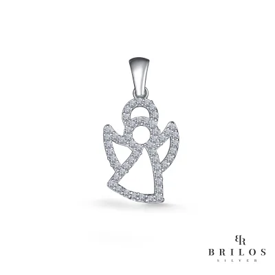 Srebrni privjesak Sparkle Angel s bijelim cirkonima