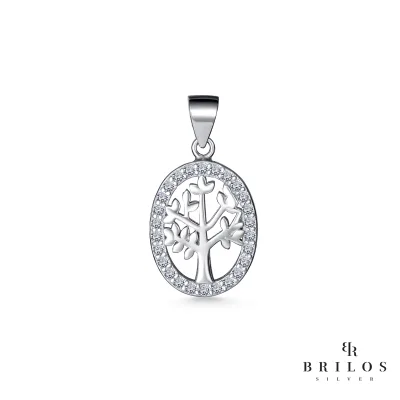 Srebrni privjesak Luminous Tree of Life s bijelim cirkonima