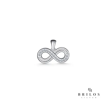 Srebrni privjesak Glossy Infinity s bijelim cirkonima