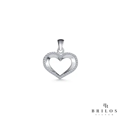 Srebrni privjesak Charming Heart s bijelim cirkonima 