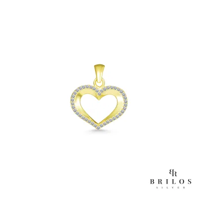 Srebrni privjesak Charming Heart s bijelim cirkonima i 18 kt pozlatom