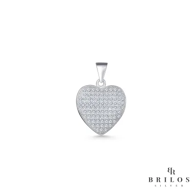 Srebrni privjesak Prestige Heart s bijelim cirkonima 