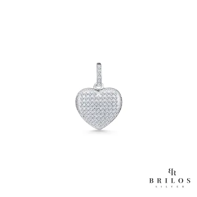 Srebrni privjesak Luxe Heart s bijelim cirkonima 