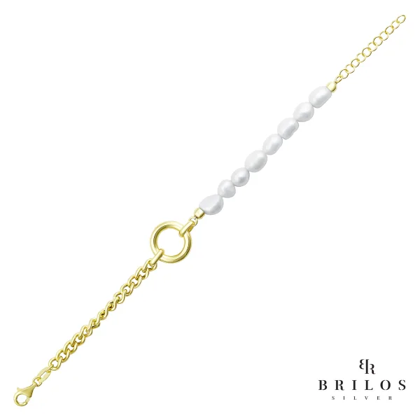 Srebna narukvica Timeless Pearls s 18 kt pozlatom