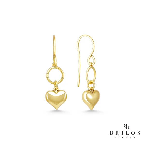 Srebrne naušnice Sleeky Heart s 18 kt pozlatom