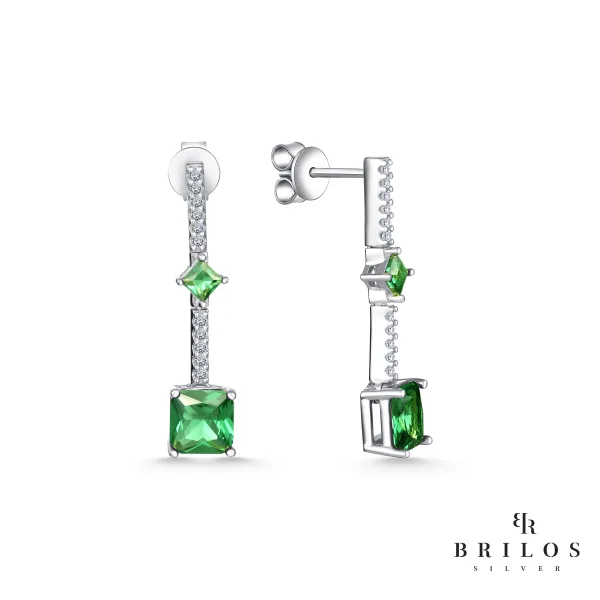 Srebrne naušnice Cubic Gems sa zelenim cirkonima