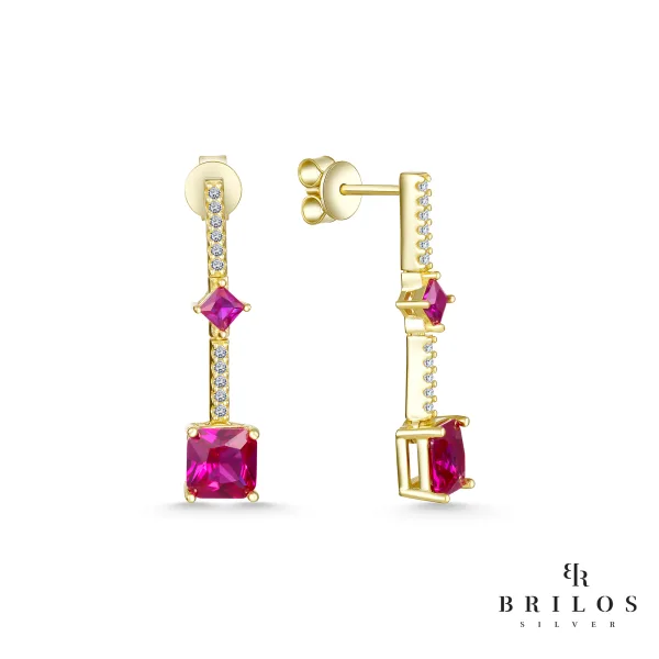 Srebrne naušnice Cubic Gems s rozim cirkonima i 18 kt pozlatom