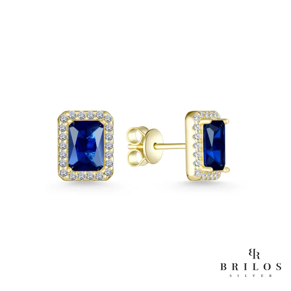 Srebrne naušnice Regal Gemstone sa plavim cirkonom i 18 kt pozlatom