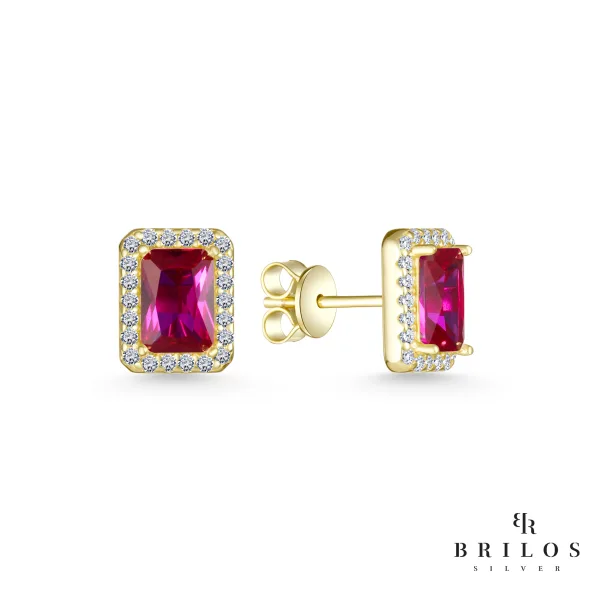 Srebrne naušnice Regal Gemstone sa rozim cirkonom i 18 kt pozlatom