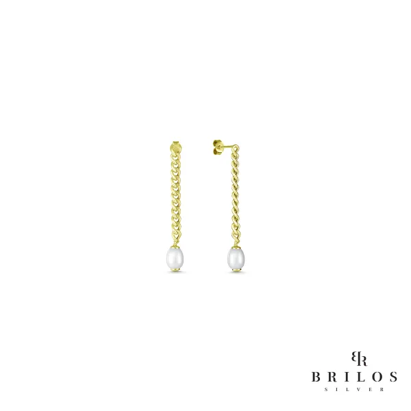 Srebrne naušnice Elegant Pearl s 18 kt pozlatom