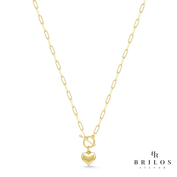 Srebrna ogrlica Sleeky Heart s 18 kt pozlatom