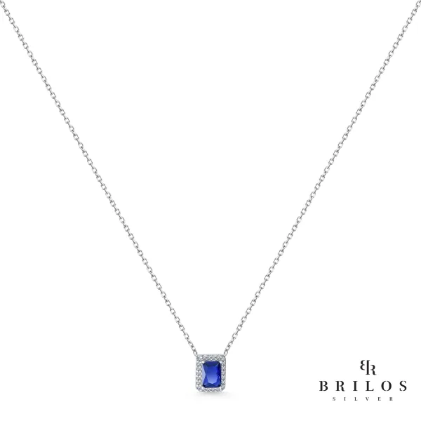 Srebrna ogrlica Regal Gemstone sa plavim cirkonom
