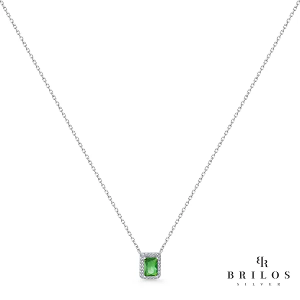 Srebrna ogrlica Regal Gemstone sa zelenim cirkonom