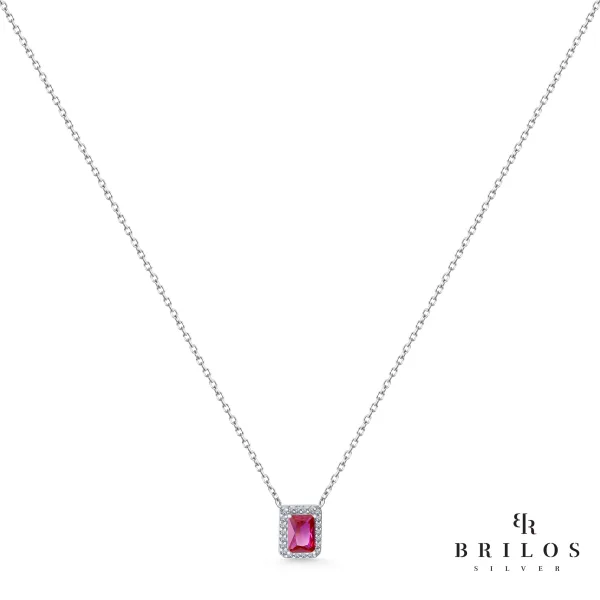 Srebrna ogrlica Regal Gemstone sa rozim cirkonom