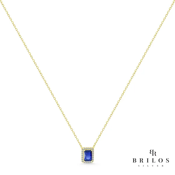 Srebrna ogrlica Regal Gemstone sa plavim cirkonom i 18 kt pozlatom