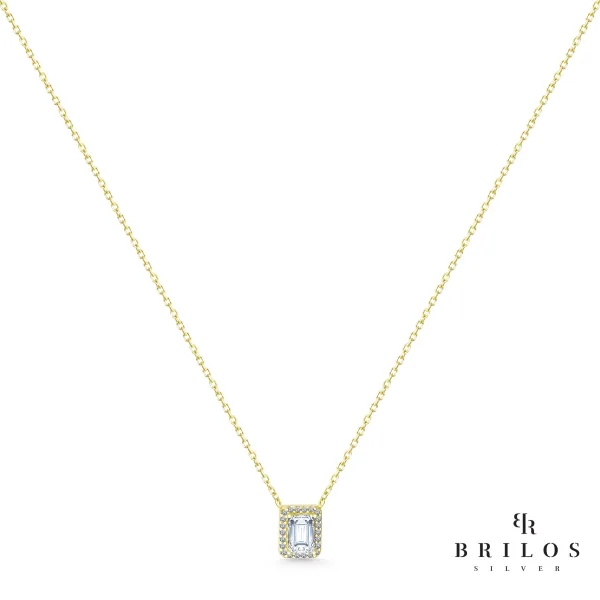 Srebrna ogrlica Regal Gemstone sa bijelim cirkonom i 18 kt pozlatom