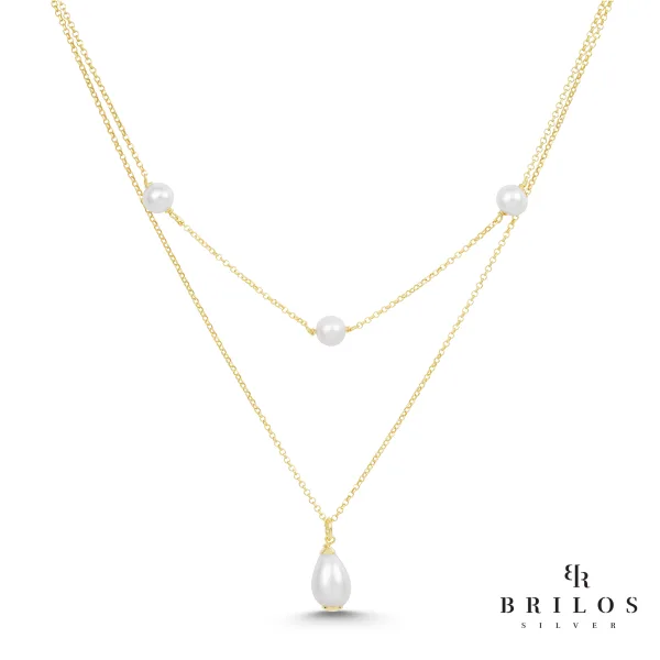 Srebrna ogrlica Glamorous Pearls