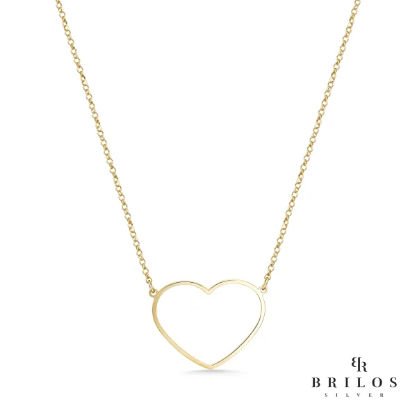 Srebrna ogrlica Big Heart s 18 kt pozlatom