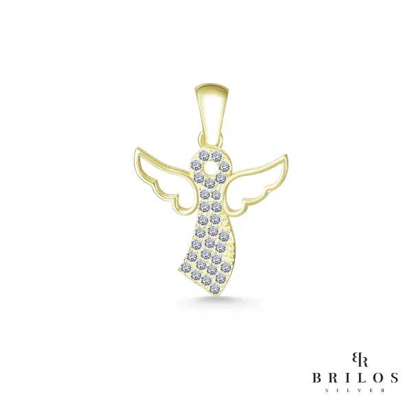 Srebrni privjesak Heavenly Angel s bijelim cirkonima i 18 kt pozlatom