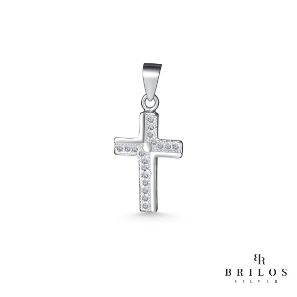 Srebrni privjesak Grace Cross s bijelim cirkonima