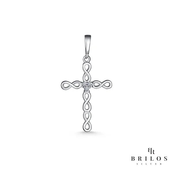 Srebrni privjesak Devotion Cross s bijelim cirkonima