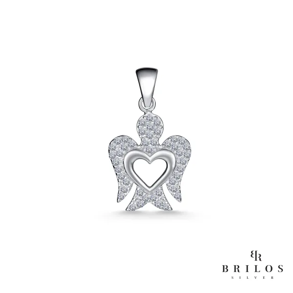 Srebrni privjesak Angelic Heart s bijelim cirkonima