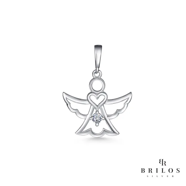 Srebrni privjesak Angelic Love s bijelim cirkonom